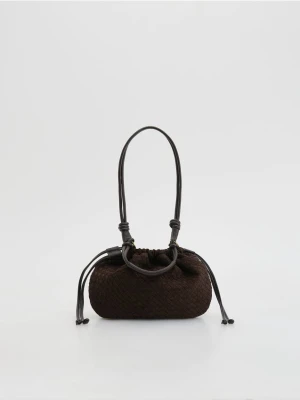 Reserved - Pleciona torebka z imitacji zamszu - ciemnobrązowy