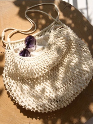 Reserved - Pleciona torebka - złamana biel