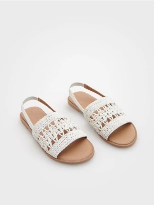 Reserved - Plecione sandały - złamana biel