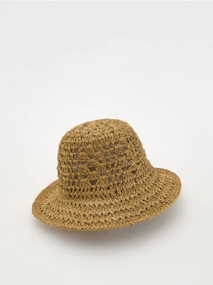 Reserved - Pleciony kapelusz - brązowy