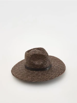 Reserved - Pleciony kapelusz - brązowy