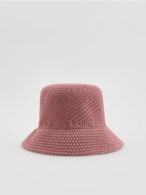 Reserved - Pleciony kapelusz bucket - jasnofioletowy