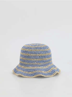 Reserved - Pleciony kapelusz bucket - niebieski