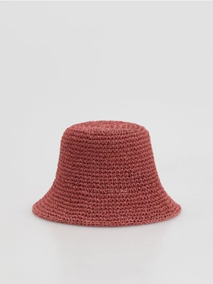 Reserved - Pleciony kapelusz bucket - różowy