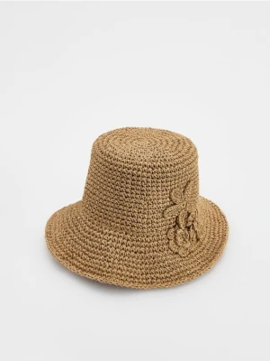 Reserved - Pleciony kapelusz bucket - złamana biel