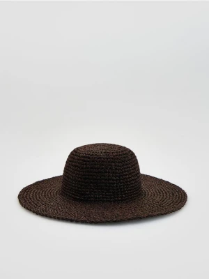 Reserved - Pleciony kapelusz - ciemnobrązowy