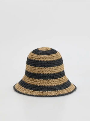 Reserved - Pleciony kapelusz - czarny