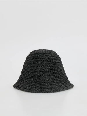 Reserved - Pleciony kapelusz - czarny