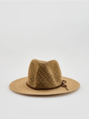 Reserved - Pleciony kapelusz - kremowy