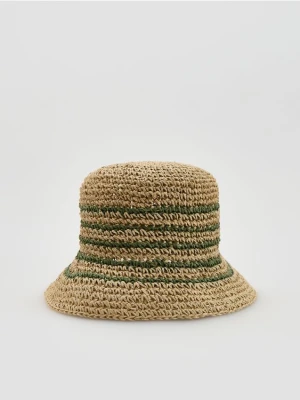 Reserved - Pleciony kapelusz - oliwkowy