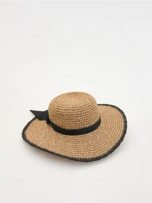 Reserved - Pleciony kapelusz z papierowej słomki - beżowy