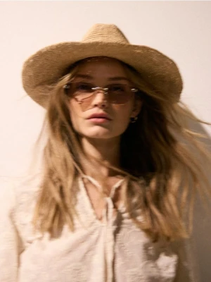 Reserved - Pleciony kapelusz z rafii - kremowy