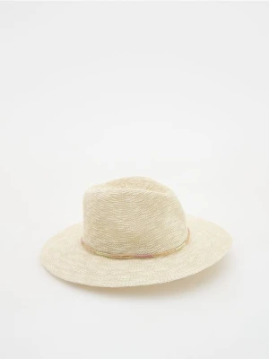 Reserved - Pleciony kapleusz - kremowy
