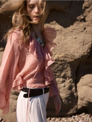 Reserved - Pleciony skórzany pasek - mahoniowy