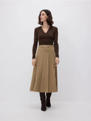 Reserved - Plisowana spódnica - beżowy