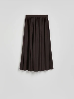 Reserved - Plisowana spódnica maxi - ciemnobrązowy