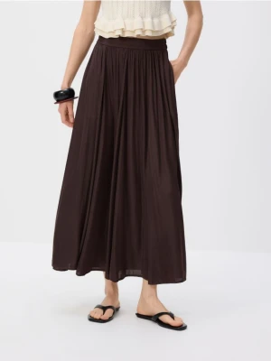 Reserved - Plisowana spódnica maxi - ciemnobrązowy