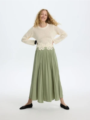 Reserved - Plisowana spódnica maxi - jasnozielony