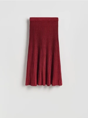 Reserved - Plisowana spódnica midi - bordowy