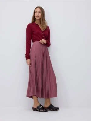 Reserved - Plisowana spódnica midi - jasnofioletowy
