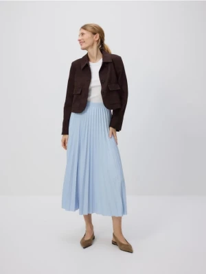 Reserved - Plisowana spódnica midi - jasnoniebieski