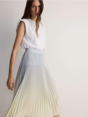 Reserved - Plisowana spódnica midi - jasnożółty