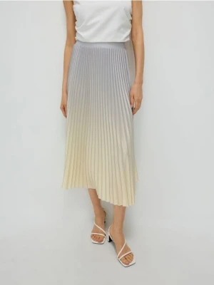 Reserved - Plisowana spódnica midi - jasnożółty