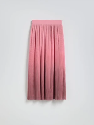 Reserved - Plisowana spódnica midi - pastelowy róż
