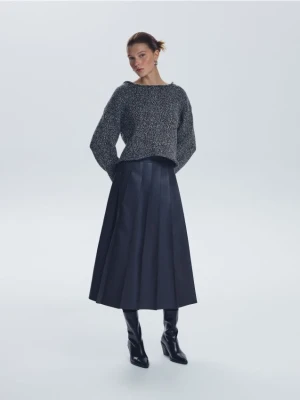 Reserved - Plisowana spódnica midi - szary