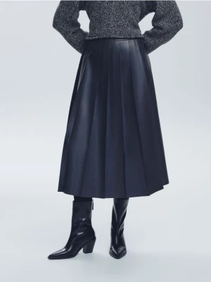 Reserved - Plisowana spódnica midi - szary