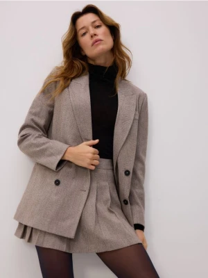 Reserved - Plisowana spódnica mini - brązowy