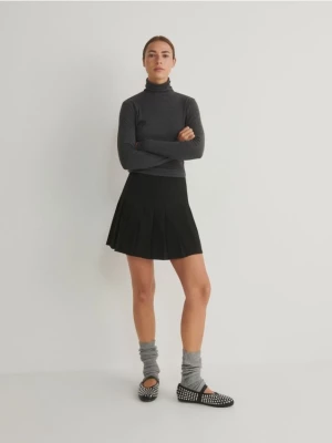 Reserved - Plisowana spódnica mini - czarny