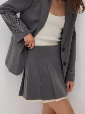 Reserved - Plisowana spódnica mini - szary