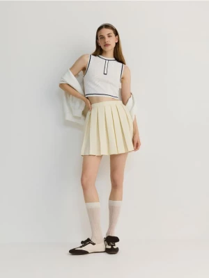 Reserved - Plisowana spódnica mini w sportowym stylu - jasnożółty