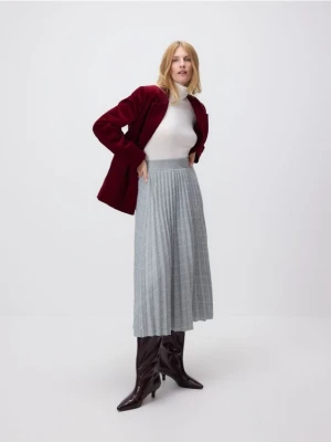 Reserved - Plisowana spódnica w kratę - ciemnoszary