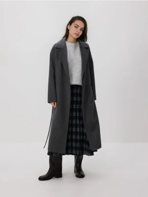 Reserved - Plisowana spódnica w kratę - granatowy