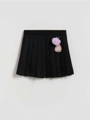 Reserved - Plisowana spódnica z breloczkiem Pusheen - czarny