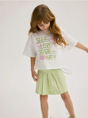 Reserved - Plisowana spódnica z łańcuchem - jasnozielony