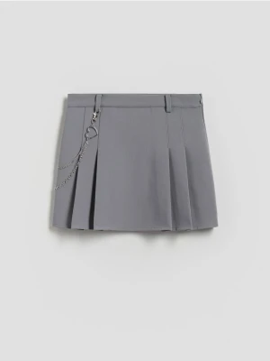 Zdjęcie produktu Reserved - Plisowana spódnica z łańcuszkiem - ciemnoszary