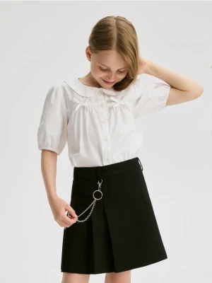 Reserved - Plisowana spódnica z łańcuszkiem - czarny