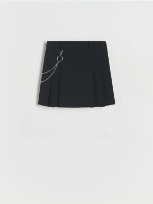 Reserved - Plisowana spódnica z łańcuszkiem - czarny