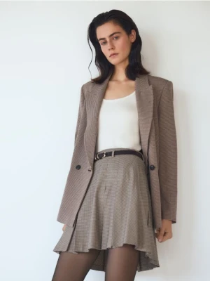 Reserved - Plisowana spódnica z paskiem - beżowy