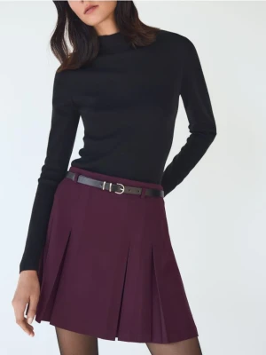 Zdjęcie produktu Reserved - Plisowana spódnica z paskiem - bordowy