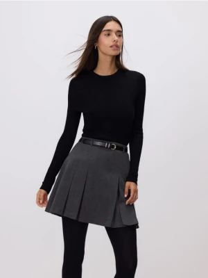 Reserved - Plisowana spódnica z paskiem - ciemnoszary