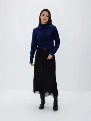 Reserved - Plisowana spódnica z paskiem - czarny