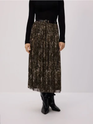 Reserved - Plisowana spódnica z paskiem - wielobarwny