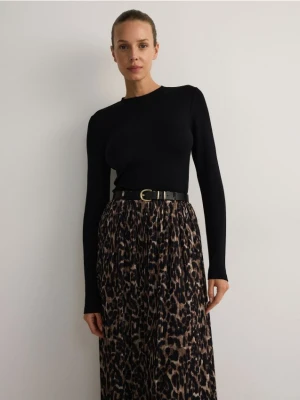 Reserved - Plisowana spódnica z paskiem - wielobarwny