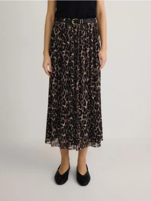 Reserved - Plisowana spódnica z paskiem - wielobarwny