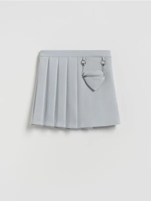 Reserved - Plisowana spódnica z saszetką - jasnoszary