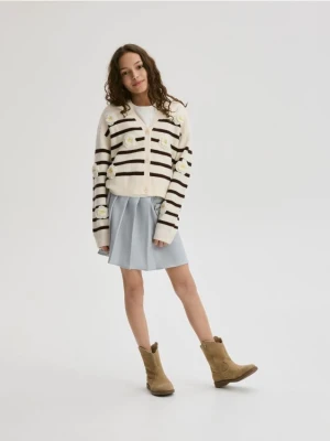 Reserved - Plisowana spódnica z saszetką - jasnoszary